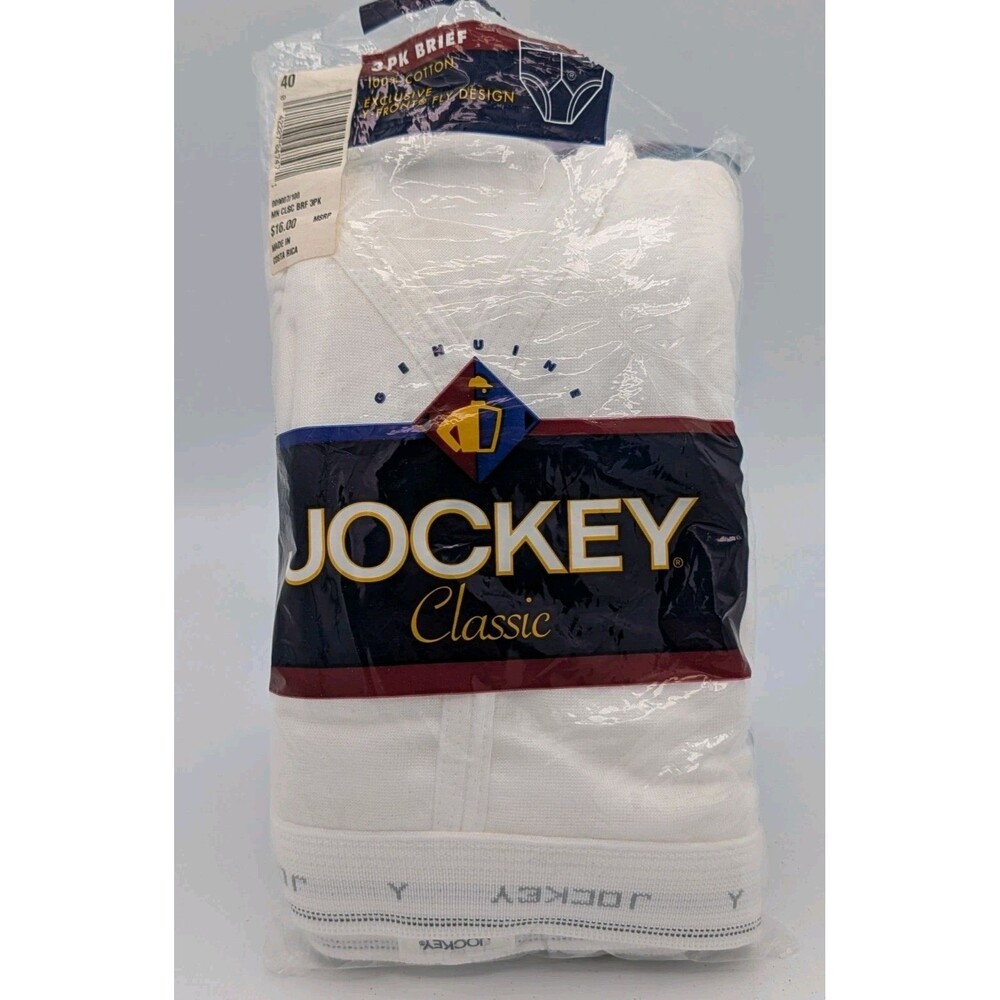 Vintage Jockey Classic 3 Pack Briefs Mens Size 40 White NOS Unworn Open Pkg